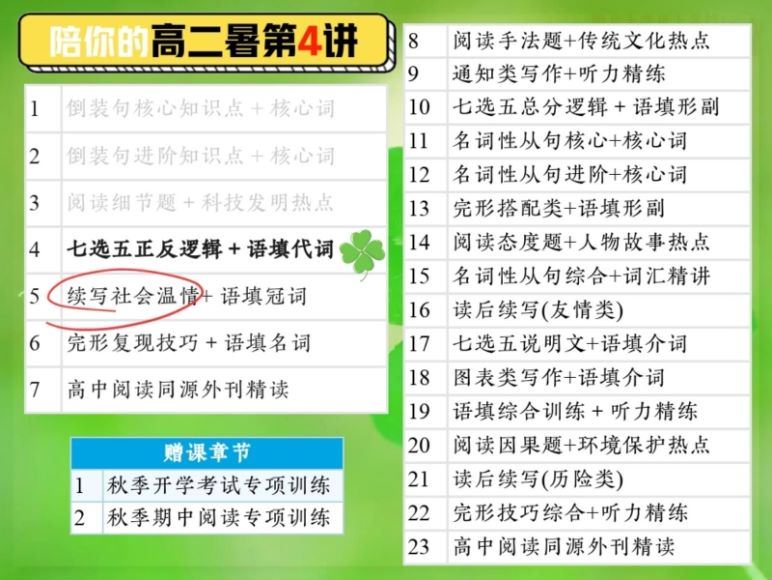 2024高二英语张亮暑假班(A+)